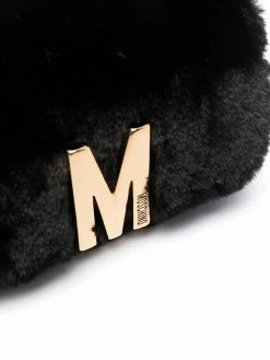 Moschino faux-fur logo-plaque crossbody bag