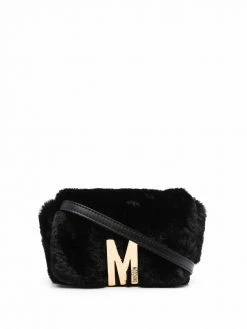 Moschino faux-fur logo-plaque crossbody bag