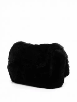 Moschino faux-fur logo-plaque crossbody bag