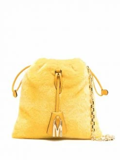 Moschino logo-plaque faux-fur tote bag