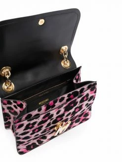 Moschino logo-plaque leopard-print shoulder bag