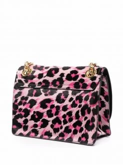 Moschino logo-plaque leopard-print shoulder bag