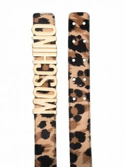 Moschino logo-plaque leopard-print belt