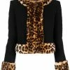 Moschino leopard-print faux fur-trimmed jacket
