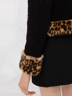 Moschino leopard-print faux fur-trimmed jacket