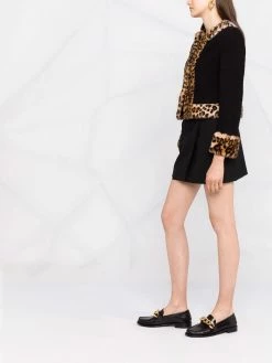 Moschino leopard-print faux fur-trimmed jacket