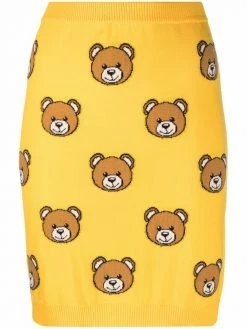 Moschino teddy bear-print wool skirt
