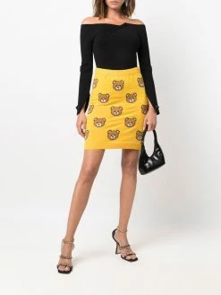 Moschino teddy bear-print wool skirt