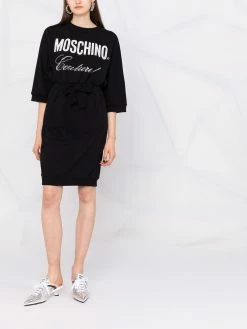 Moschino crystal-logo jersey dress