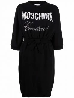 Moschino crystal-logo jersey dress