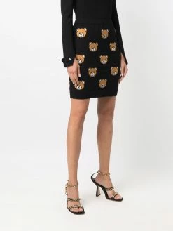 Moschino teddy-bear print knitted skirt