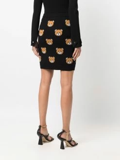 Moschino teddy-bear print knitted skirt