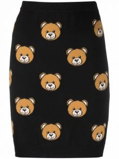 Moschino teddy-bear print knitted skirt