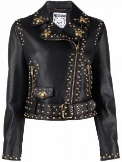 Moschino Teddy Studs leather biker jacket
