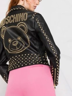 Moschino Teddy Studs leather biker jacket