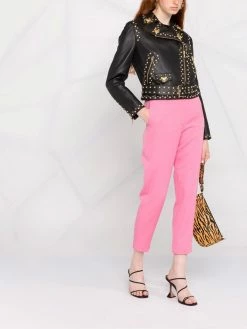 Moschino Teddy Studs leather biker jacket