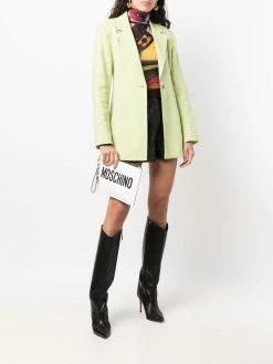 Moschino logo-print leather clutch bag