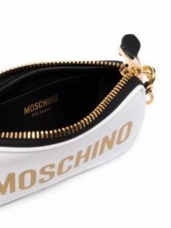 Moschino logo-print zip-up leather satchel bag