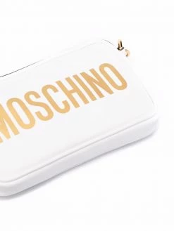 Moschino logo-print zip-up leather satchel bag