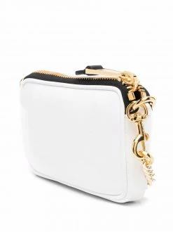 Moschino logo-print zip-up leather satchel bag