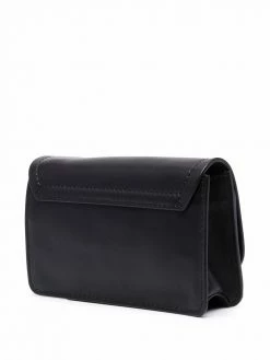 Moschino logo-plaque leather clutch bag