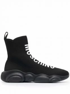 Moschino logo intarsia-knit high-top sneakers