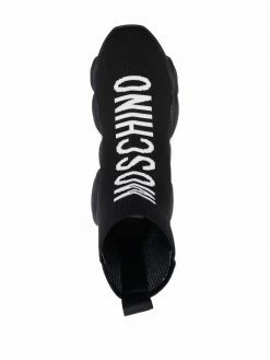 Moschino logo intarsia-knit high-top sneakers