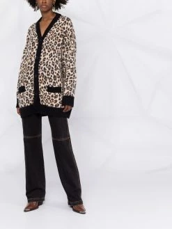 Moschino V-neck leopard-print cardigan