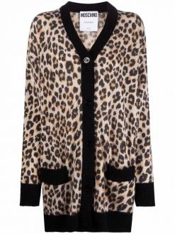 Moschino V-neck leopard-print cardigan