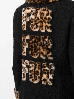 Moschino leopard-print trim midi coat