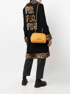 Moschino leopard-print trim midi coat