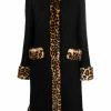 Moschino leopard-print trim midi coat