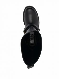 Moschino M logo-strap mid-calf boots