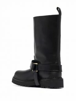 Moschino M logo-strap mid-calf boots