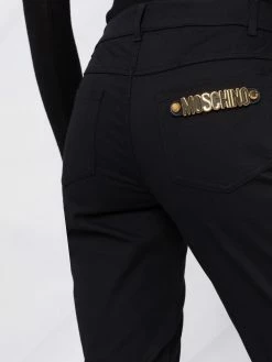 Brand new ๐ Moschino Gabardine Stretch logo plaque skinny trousers โ๏ธ 10 Moschino Gabardine Stretch logo-plaque skinny trousers