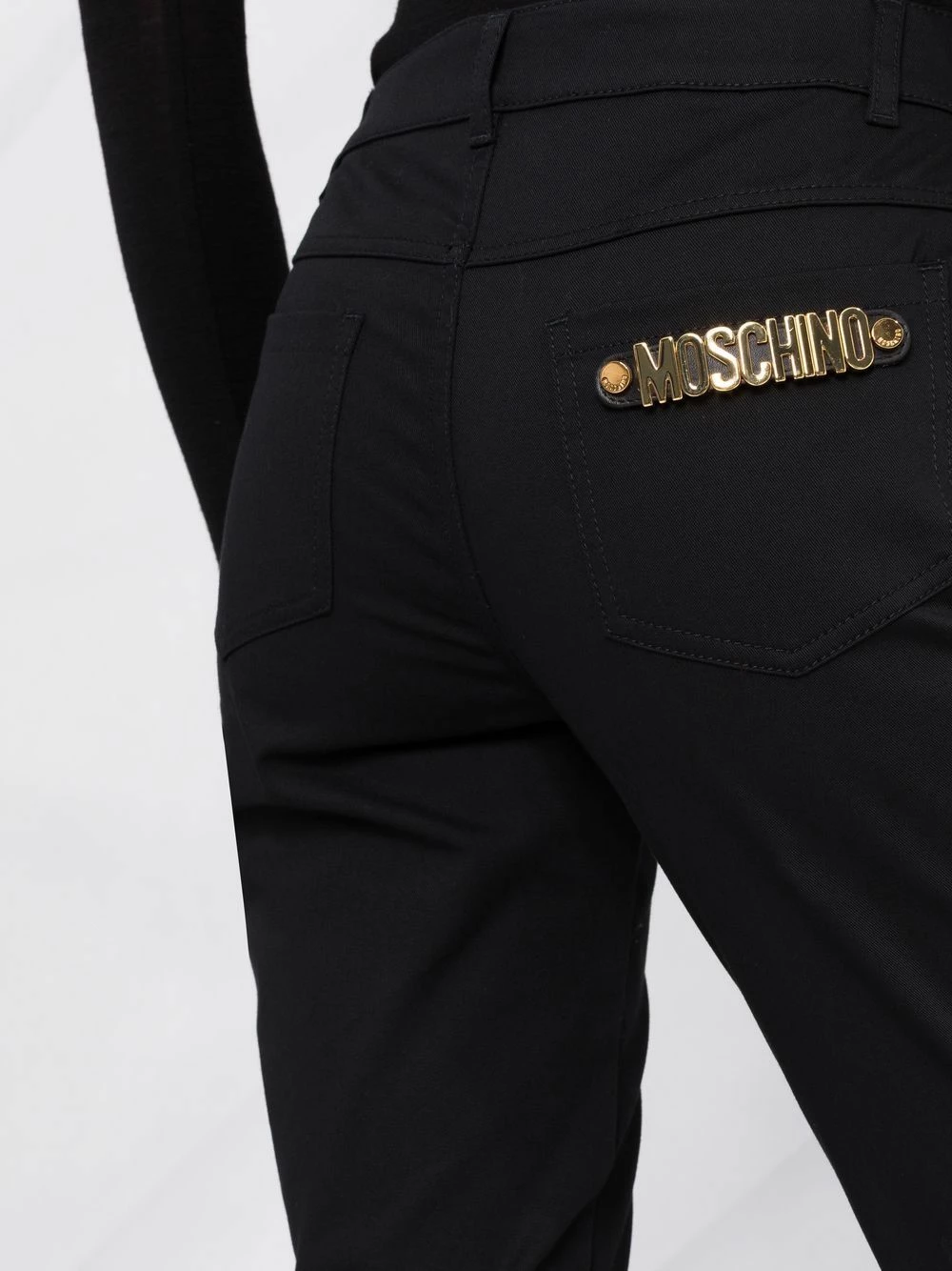 Brand new ๐ Moschino Gabardine Stretch logo plaque skinny trousers โ๏ธ 5 Moschino Gabardine Stretch logo-plaque skinny trousers