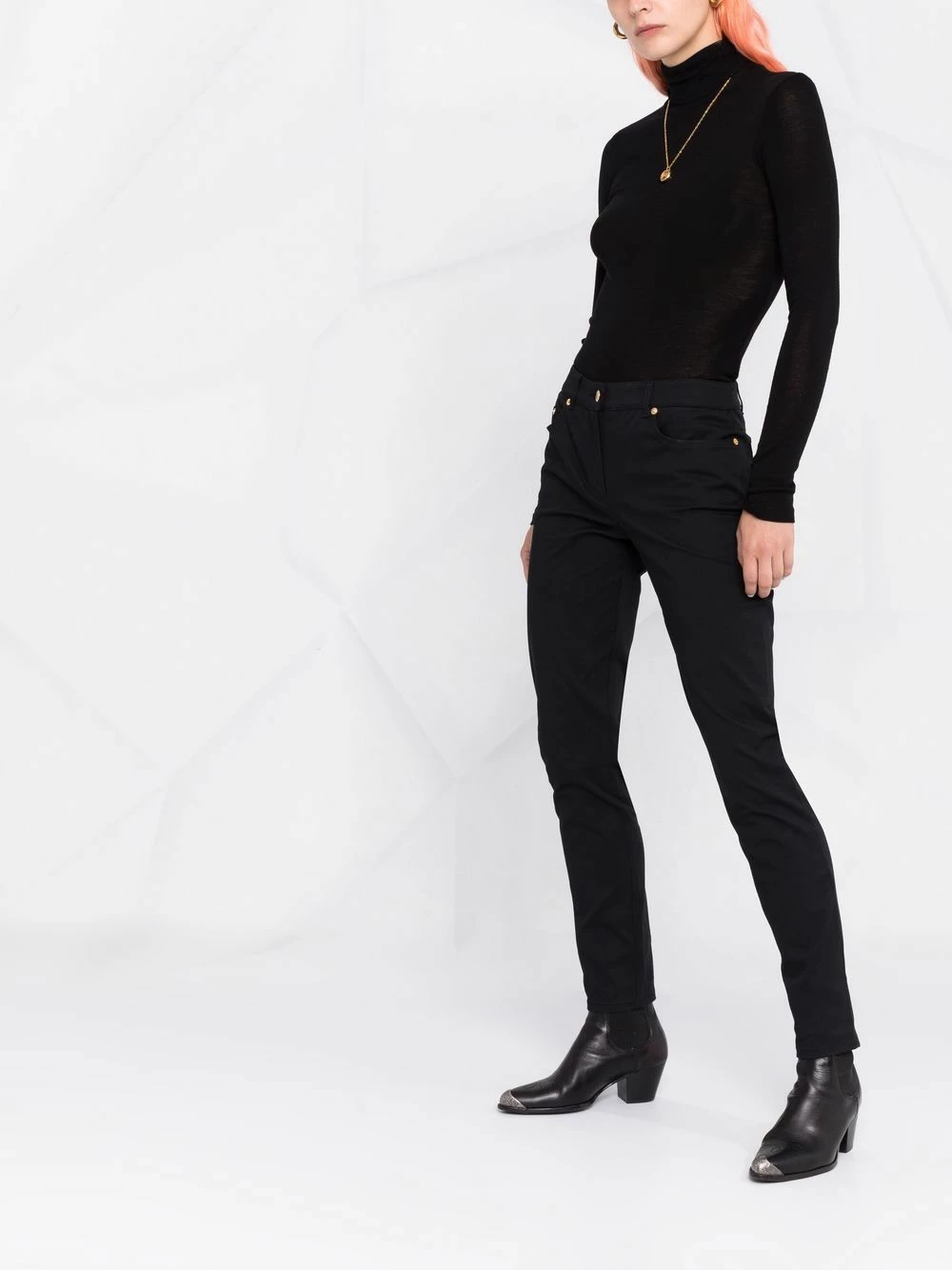 Brand new ๐ Moschino Gabardine Stretch logo plaque skinny trousers โ๏ธ 6 Moschino Gabardine Stretch logo-plaque skinny trousers