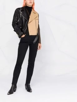 Moschino Gabardine Stretch logo-plaque skinny trousers