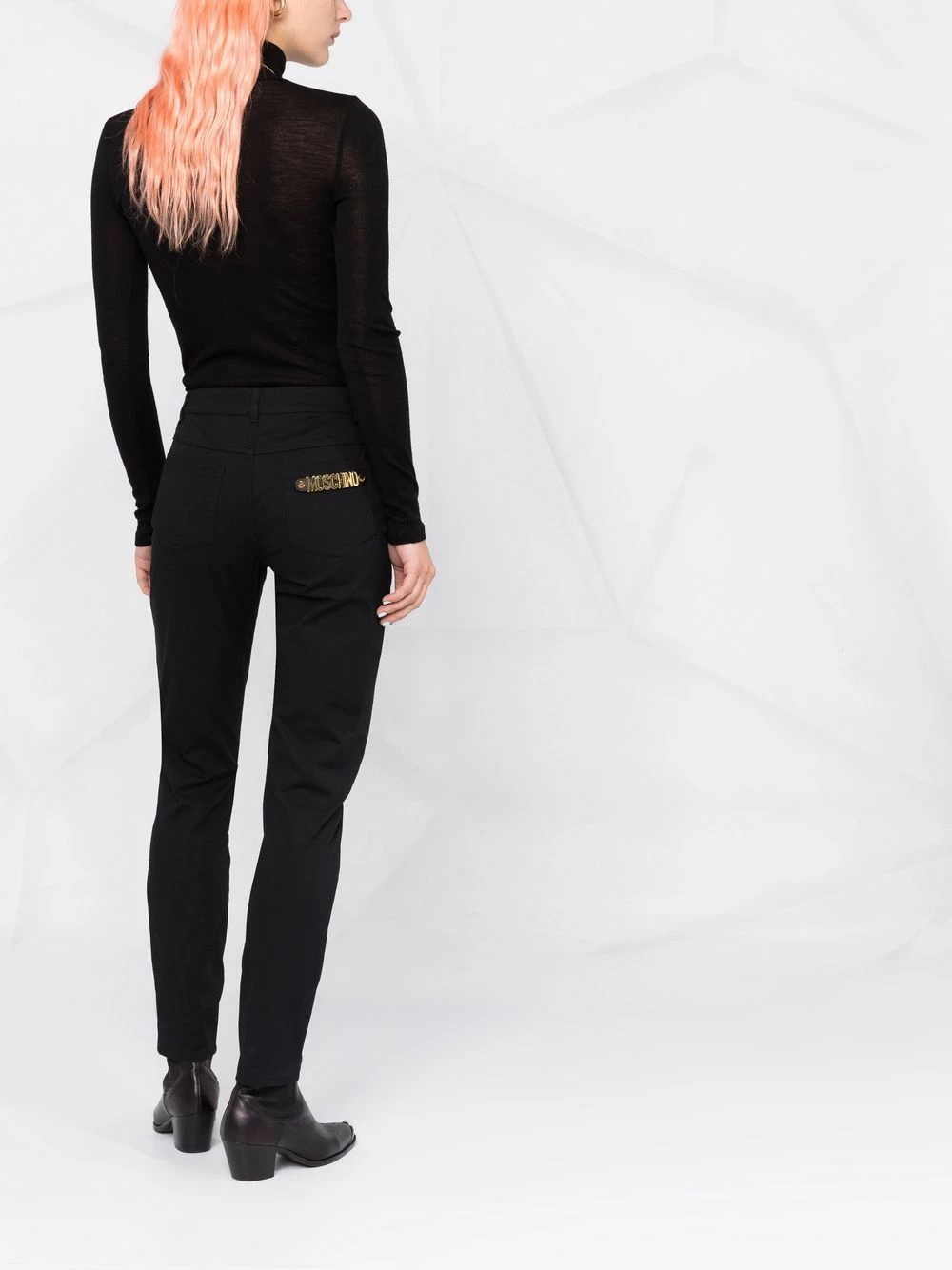 Brand new ๐ Moschino Gabardine Stretch logo plaque skinny trousers โ๏ธ 8 Moschino Gabardine Stretch logo-plaque skinny trousers