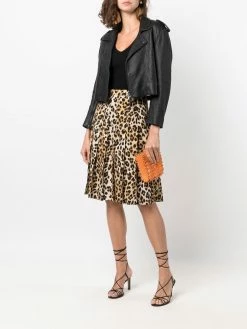 Moschino leopard-print pleated skirt
