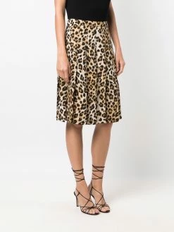 Moschino leopard-print pleated skirt