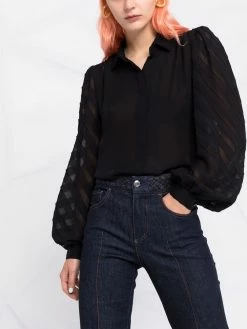Moschino puff-sleeve silk shirt