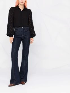 Moschino puff-sleeve silk shirt