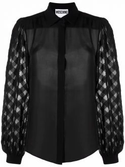 Moschino puff-sleeve silk shirt