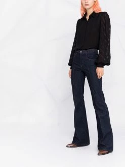 Moschino puff-sleeve silk shirt