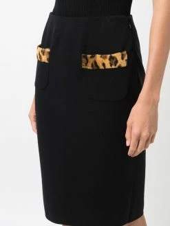 Moschino leopard-trim skirt