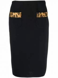 Moschino leopard-trim skirt