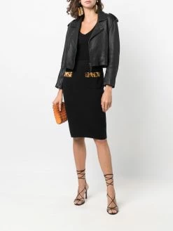 Moschino leopard-trim skirt