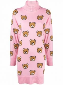 Moschino Teddy Bear knitted roll-neck dress
