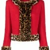 Moschino leopard print-applique bouclè-tweed jacket